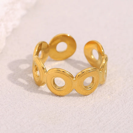 Dreamshow Donut Ring Fashion Gold Plated Stainless Steel Jewelry Non Tarnish Waterproof Fashion Jewelry Ring