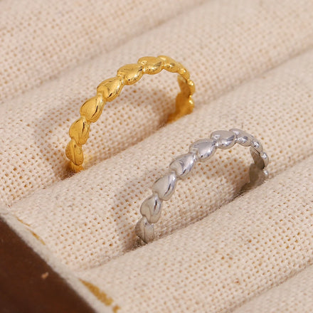 Dreamshow Heart Ring Fashion Gold Plated Jewelry Non Tarnish Waterproof Stacking Stainless Steel Jewelry