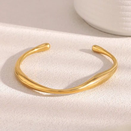 Dreamshow Irregular Fashion Cuff Bangles Jewelry Women Waterproof Non Tarnish Stainless Steel Jewelry