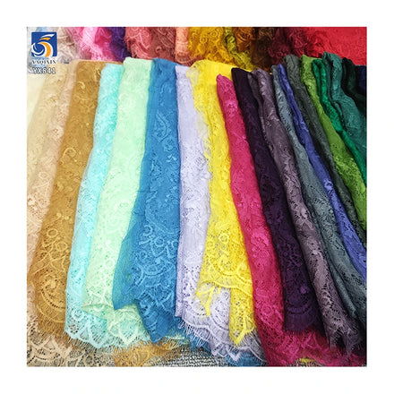 YX841-1 150CM*300CM 100 Polyester China Cheap Prices Embroidery Eyelash Lace Fabric for Dresses and Clothing