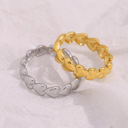 Dreamshow Heart Stainless Steel Ring Non Tarnish Gold Plated Jewelry Fashion Rings Jewelry Women