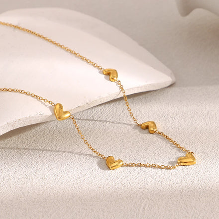 Dreamshow Heart Bead Jewelry Necklace Women 18k Gold Plated Stainless Steel Jewelry Fashion Non Tarnish Jewelry