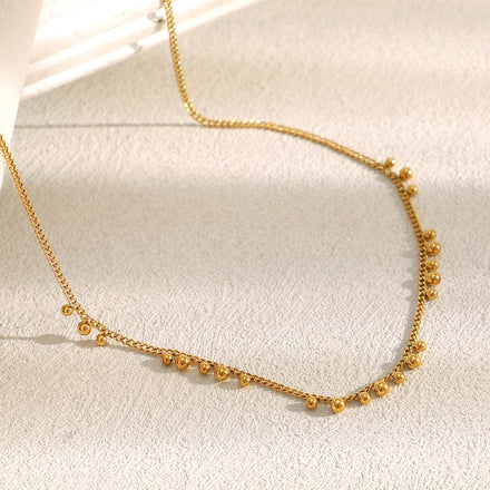 Dreamshow Bead Charm Necklace Waterproof Gold Plated Jewelry Non Tarnish Stainless Steel Jewelry