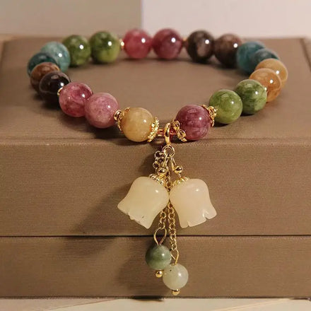 New INS Niche Lily Valley Beaded Crystal Bracelet Colorful Artificial Pendant Fashionable Women's Anniversary Best Friend