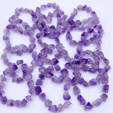 Women's Natural Healing Purple Amethyst Crystal Natural Stone Beaded Gemstone Bracelet Elastic Cord Jewelry Fashion Bracelets