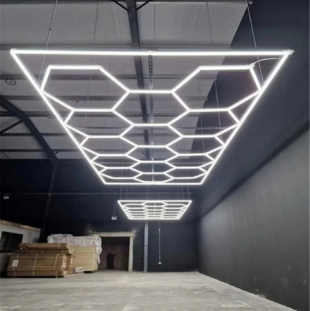 6500K 2.4x4.8m Cheap Hanging LED Hexagonal Working Light Shop Decoration Lighting Honeycomb Design Best Selling Lights