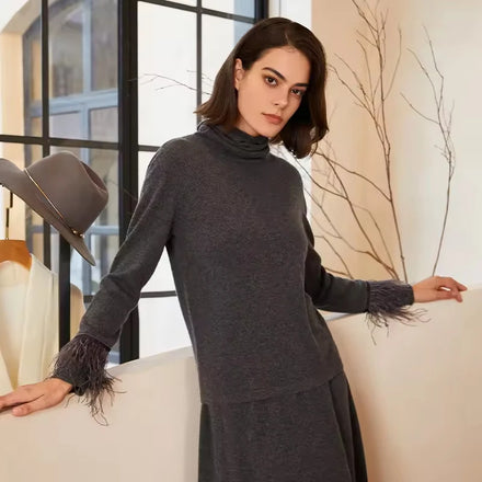 Custom logo Embroidered Cashmere Wool Women's Knitwear Clothing Pullover Knit Style Lapel Luxury Sweater Manufacturer for Women