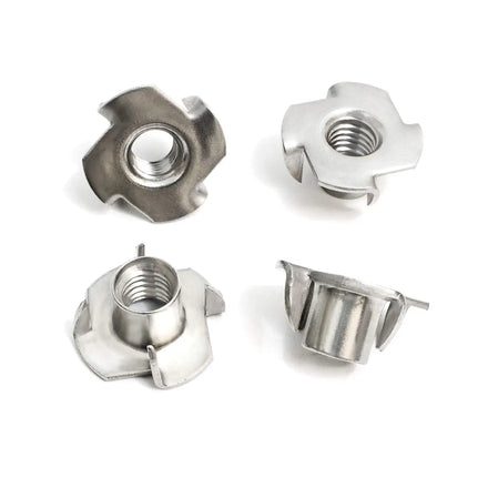 25-Pack Anti-Corrosion Stainless Steel T-Nuts with Zinc Plated Finish Bolt Dropper Pronged Tee Nut Threaded Insert