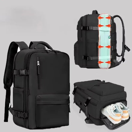 EasyJet Ryanair Carry-On Compatible Women's USB Backpack Large Capacity Water Resistant Anti-Theft Oxford Zipper Closure