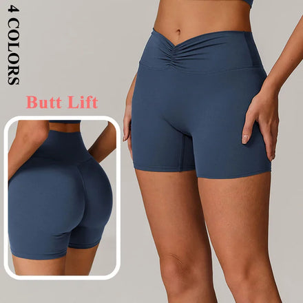 Hot Selling Women's XL V-Shaped Nylon/Spandex Yoga Sports Shorts Breathable High Waist Scrunch Butt Quick Dry Logo Seamless
