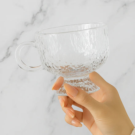 Wholesale Chien Keng Luxury Hand Blown Transparent Glass Goblet Dessert Bowl Handle Cup 6~7 oz Capacity Modern Multifunction