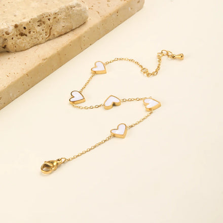 Dreamshow Heart Shell Jewelry Fashion Bracelets Women 18k Gold Plated Stainless Steel Jewelry