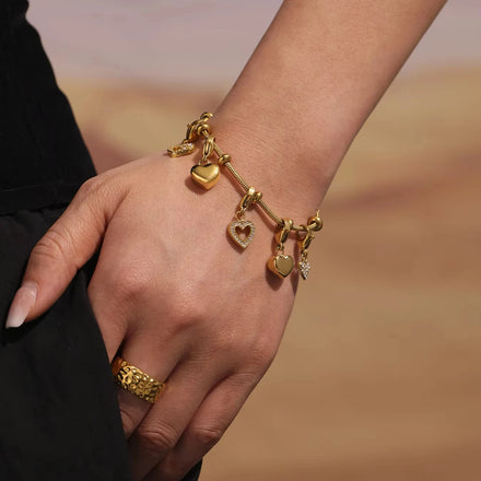 Factory Directly Supply Women Fashion 5A Heart Zircon DIY Multi-Accessories Stainless Steel Bracelet
