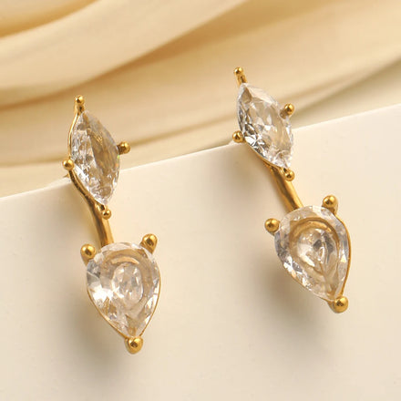 Dreamshow Water Drop Fashion Stud Earrings 18k Gold Plated Non Tarnish Jewelry Stainless Steel Hypoallergenic Earrings