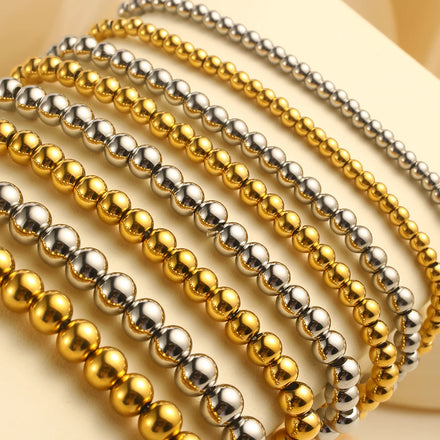 Dreamshow Bead Chain Bracelets Fashion 18k Gold Plated Waterproof Jewelry Non Tarnish Stainless Steel Bracelets