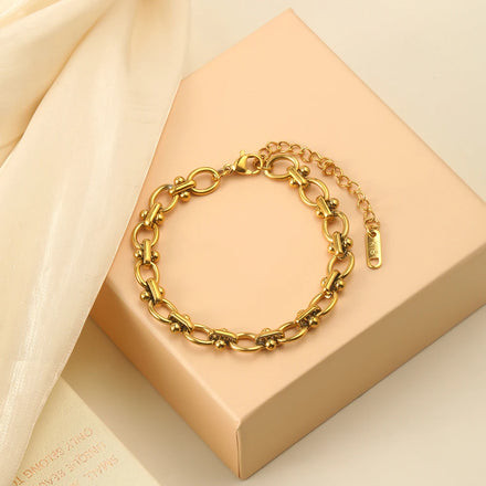 Dreamshow Fashion Chain Bracelets Women Hand Made 18k Gold Plated Stainless Steel Jewelry