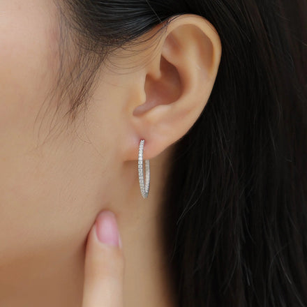 Wholesale Sparkling Gemstone Earrings Pave Setting Women Earrings Lady C Hoop Sterling Silver Hoop Earrings with Moissanite