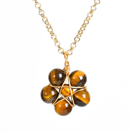 Wholesale Trendy 18K Gold Plated Crystal July Birthstone Circling Setting Pendant Healing Handmade Stone Bead Flower Necklace