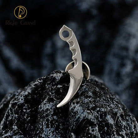 Trendy Internally Threaded Labret Piercing Jewelry Dagger Cartilage 10mm ASTM F136 PVD Gold Flat Base Earring Helix Studs