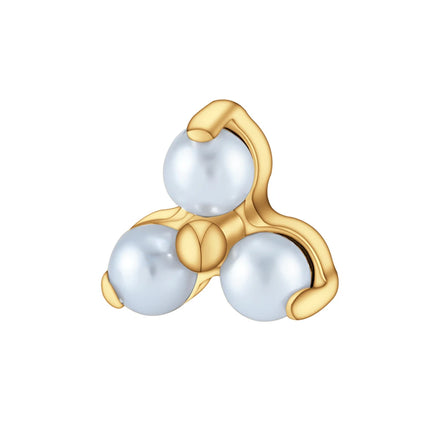 Right Grand ASTM F136 Titanium 16G Internal Threaded Pearl Helix Tragus Labret Stud Piercing Ends