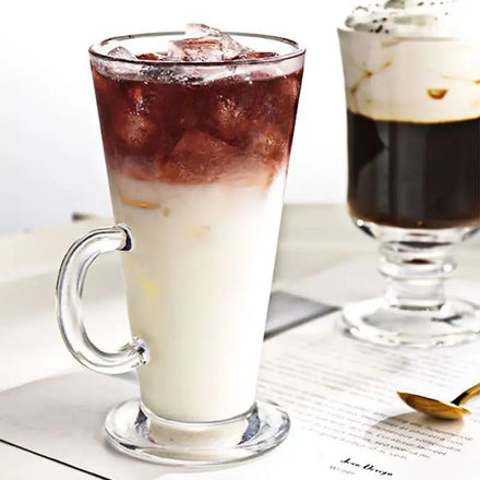 Classic Tall Conical Glass Coffee Mug with Handle Footed Latte Macchiato Glass for Irish Coffee Cafe