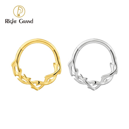 Thorns Flower Vine Hoop Earrings Helix Cartilage Ear Upper Lobe Piercing Jewelry Pierced Simple Style Septum Clicker Nose Rings