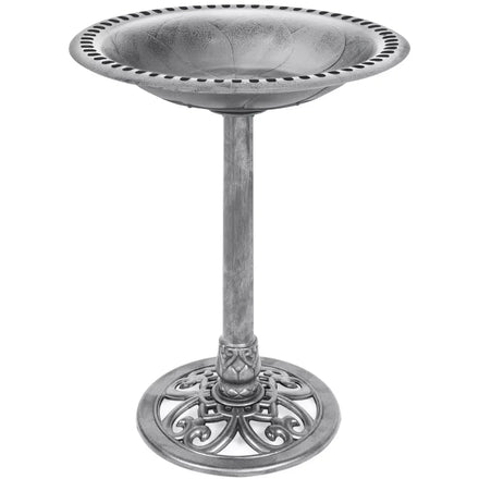 Outdoor Rustic Pedestal Bird Bath- Decorative Garden Accent for Feathered Friends