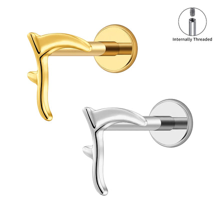 Right Grand ASTM F136 Titanium Internal Thread Tiny Scythe 16G Sickle Cartilage Earring Tragus Conch Stud Helix Piercing