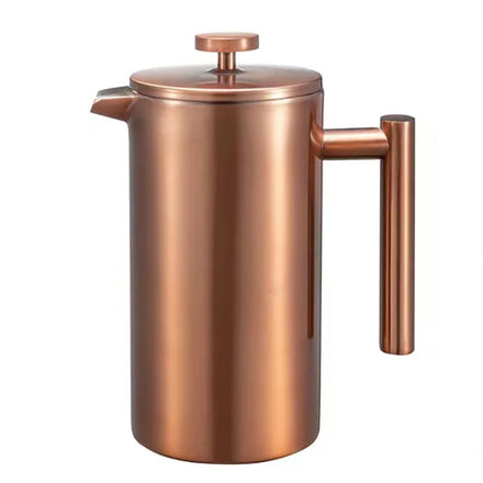 BERTILLE Hot Sale Double Wall Coffee Press Cafetiere Electroplated Gold Copper Stainless Steel French Press Coffee Maker