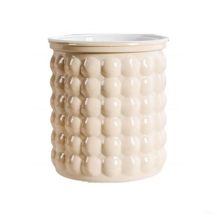 Textured White Plastic Planter- Ceramic Look Lightweight Durability