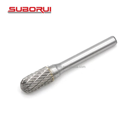 SUBORUI 6X10mm Double Cut Cylinder Shape Tungsten Carbide Carving Burr Cutter Drill Bits for Metal Wood Grinding