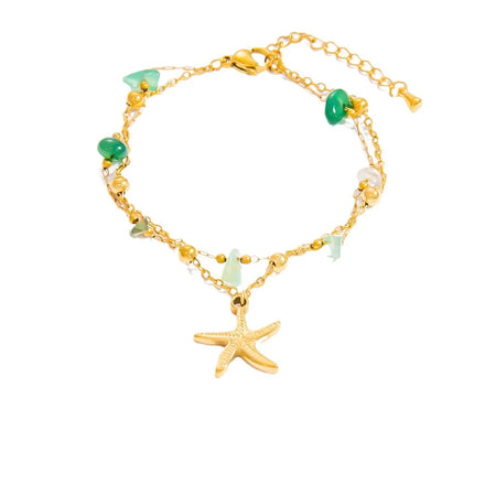 Summer Vintage Wholesale Fashion Jewelry Personalized Marine Style Trendy 18k Gold Plated Stainless Steel Charm Bracelet