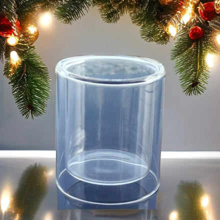 New Arrival Double Wall Borosilicate Glass Oval Scented Candle Jar Spray Handblown Heat Resistant Reusable Christmas Home