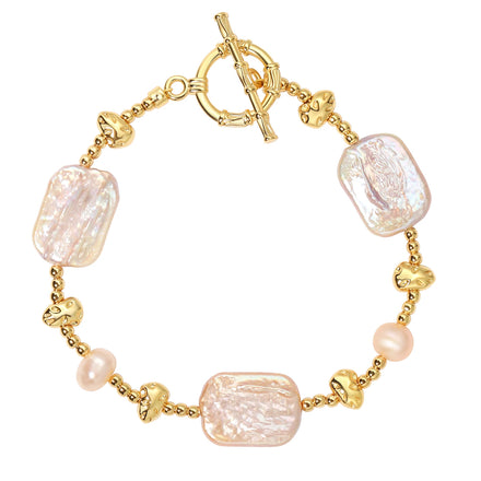 2025 New Brass Electroplated 18k Gold Beaded Natural Freshwater Baroque Pearl Bracelet Women Jewelry Factory Wholesale