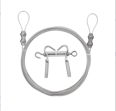 20.7FT/6.3M Polished Stainless Steel Outdoor Clothesline Heavy Duty Wire Curtain Hanging Windproof Anti-sag Multipurpose