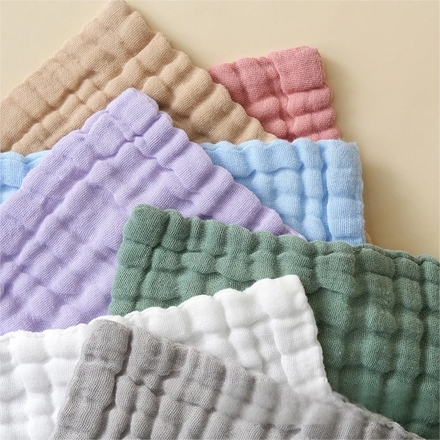 6 Layer Hypoallergenic Saliva Soothe Small Square Towel Newborn Essentials Burp Cloths