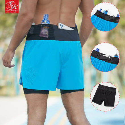 Sk Customizable Men's Quick Dry Fitness Cargo Shorts Solid Woven Style Summer Workout Mid Waist Drawstring Casual