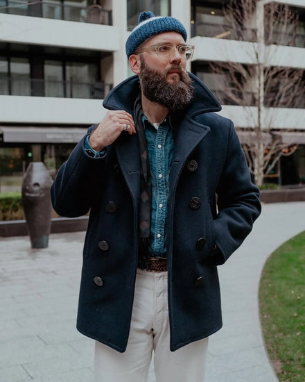 Custom US Navy 740 Classic Plus Size Blank Wool Black Old Vintage Corduroy Quick Dry Double Breasted Warm Winter Men's Jacket