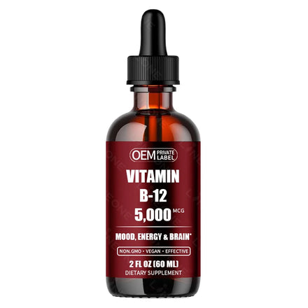 OEM/ODM Sublingual Liquid Vitamin B12 Drops Vegan B12 Liquid Methylcobalamin Max Absorption Vitamin B12 Drops