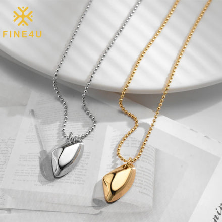 Personalized Simple Quality Stainless Steel 18k Gold Plated Jewelry Irregular Square Solid Pendant Bead Chain Necklace for Women