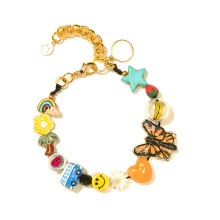 DIY Donut Ice Cream Bread Toast Coffee Fruit Star butterfly Stainless Steel Bracelets for Men and Women