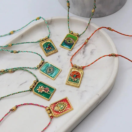 European and American Fashion Literary Retro Style Tarot love Eyes Flame Gold-plated Pendant Necklaces for Women