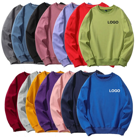 Wholesale Blank Custom Logo 350GSM Cotton Spandex Men's Sweatshirt High Quality Crewneck Long Sleeve Printed Pullover Sweatshirt