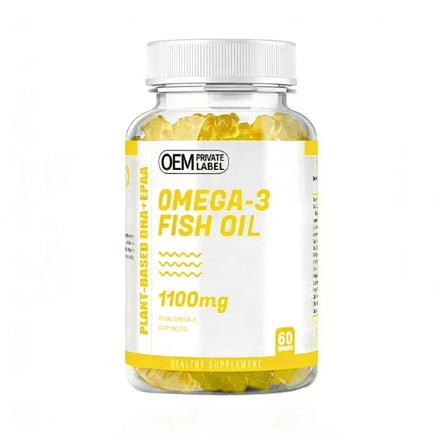 Wholesale Supplements Vegan Omega-3 Fish Oil Supplements 1100mg Private Label Omega-3 Fish Oil Gummies