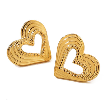 Summer Ins Style Stainless Steel Hollow love Earrings Gold Plated Heart Earrings Cute Design Stainless Steel Jewelry