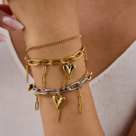 European and American Bracelets Light Luxury High-end 18K Niche Stainless Steel Hand Jewelry Stacking love Chain Bracelet