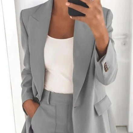 New Arrival Women's Casual Fashion Suit Set Above Knee Length Woven Canvas with Plain Dyed Technics Daily Wear Top