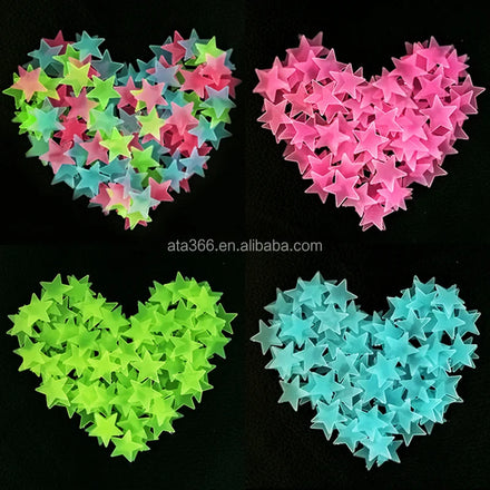 Self Adhesive Reusable Luminous Accessories for Kids Room Waterproof Children in Dark WallDecals Glow Stickers Stars for Ceiling