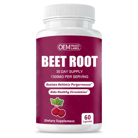 Private Label Beet Root Capsules Pure Non-GMO & Gluten Free Beet Root Powder Capsules for Athletic Digestive Immune