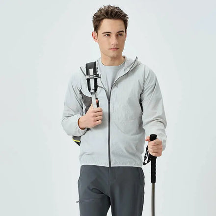 Men's 100% Nylon Running Soft Shell Zipper Closure Windproof Training Track Outerwear Jacket for Summer